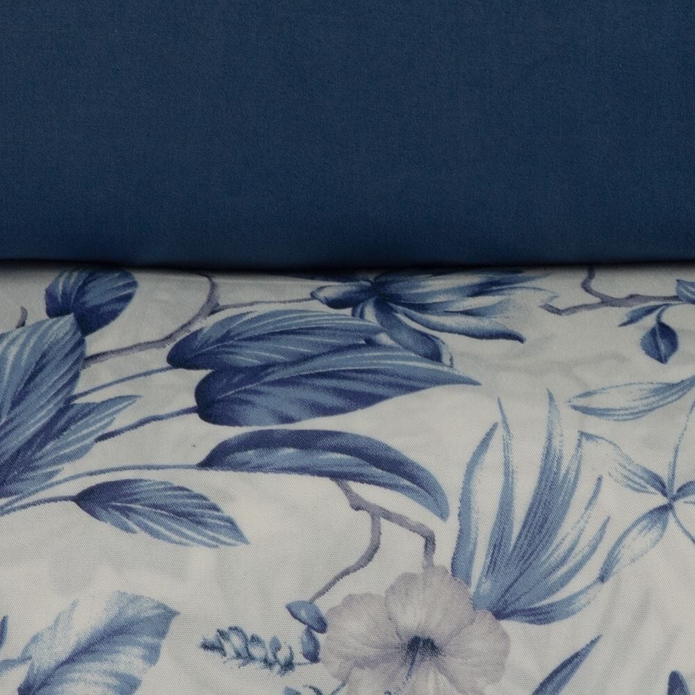 Jogo de Cama Queen Elegance Havan Casa 4 pçs - Organic Flores Azul