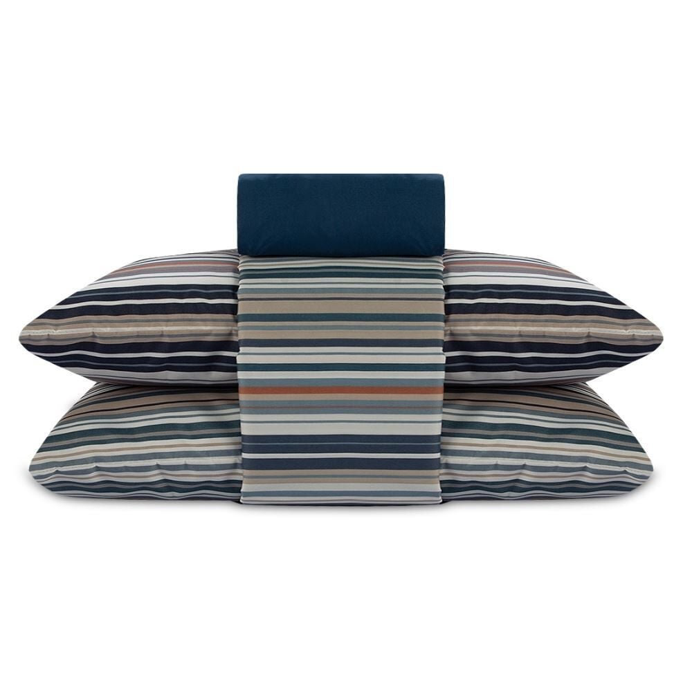 Jogo de Cama Queen Elegance Havan Casa 4 pçs - Laços Listra Azul