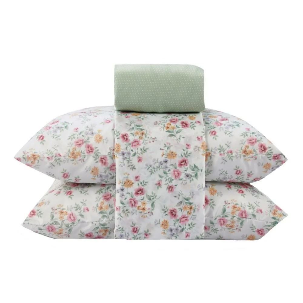 Jogo de Cama Queen Napoli Havan Casa 4 pçs - Luz Flowers Verde