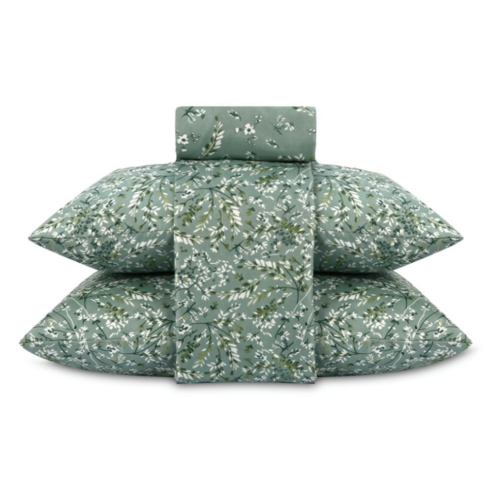 Jogo de Cama Queen Napoli Havan Casa 4 pçs  - Garden Folhas Verde