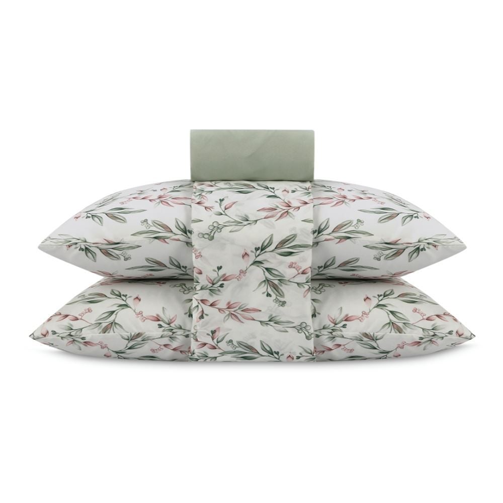 Jogo de Cama Queen Napoli Havan Casa 4 pçs  - Olivia Folhas Verdes
