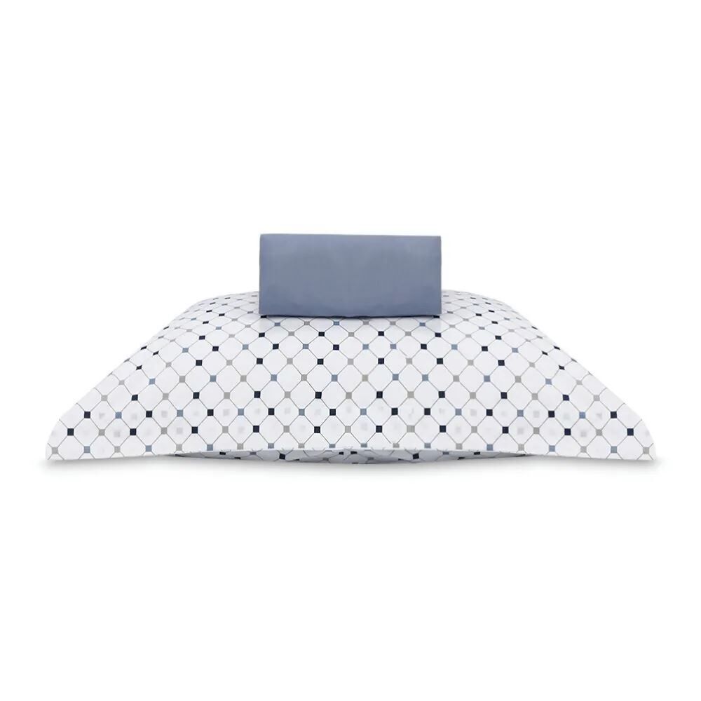 Jogo de Cama Solteiro 100% Algodão Buona Fortuna 2 Peças - Patrick Azul