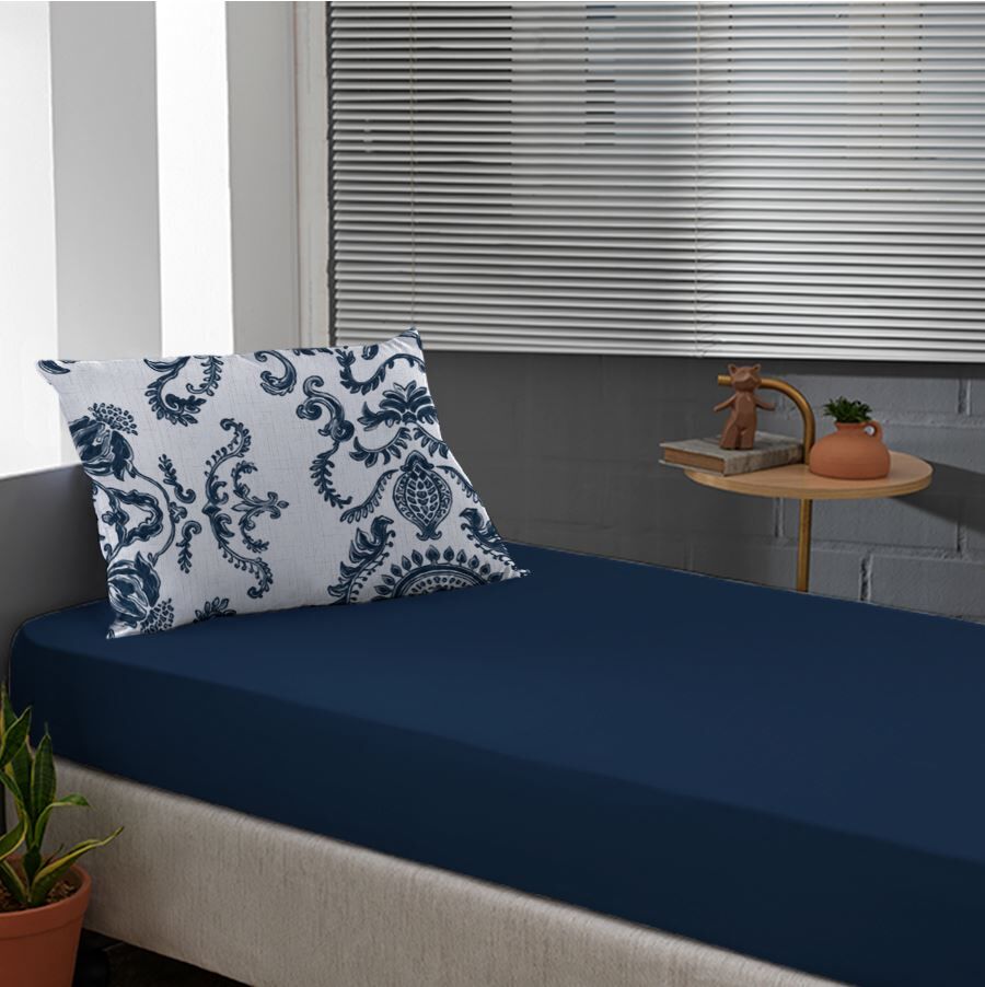 Jogo de Cama Solteiro Malha 100% Algodão Solecasa 2 pçs - IMPERIO AZUL MARINHO