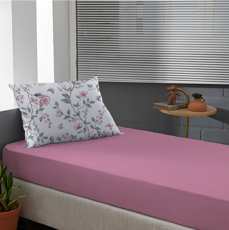 Jogo de Cama Solteiro Malha 100% Algodão Solecasa 2 pçs - ROSITA ROSE