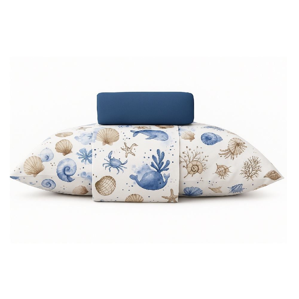 Jogo de Cama Solteiro Percal Buona Fortuna 3 pçs - Acqua Azul