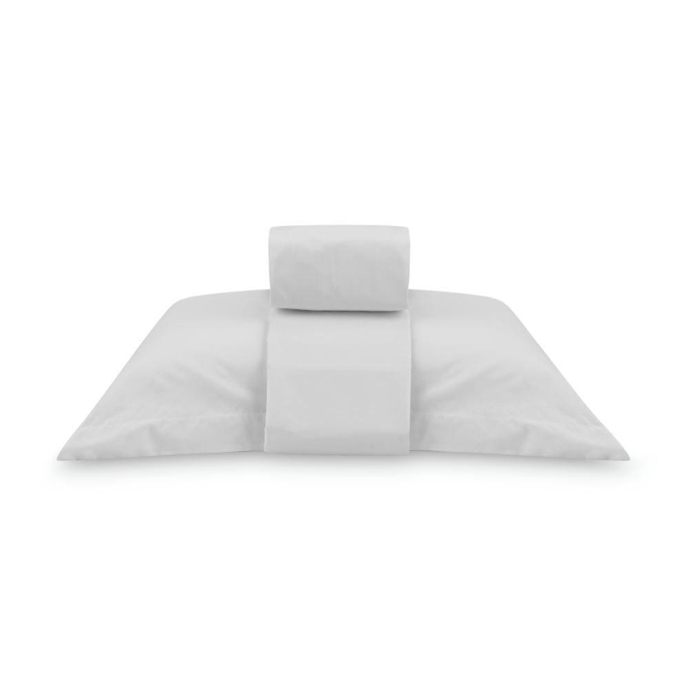 Jogo de Cama Solteiro Percal Buona Fortuna 3 pçs - Branco Liso Novo