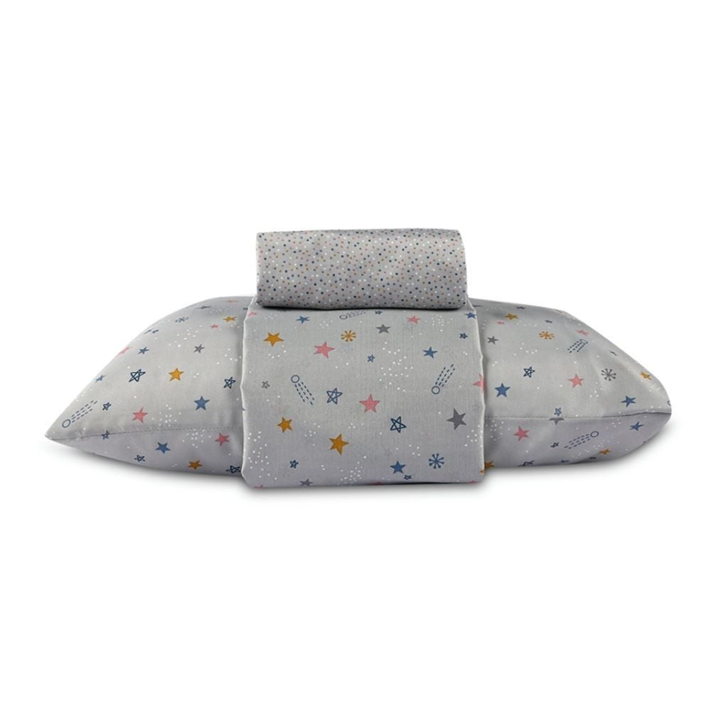 Jogo de Cama Solteiro 150 Fios Havan Kids 3 pçs - Aster Star Cinza