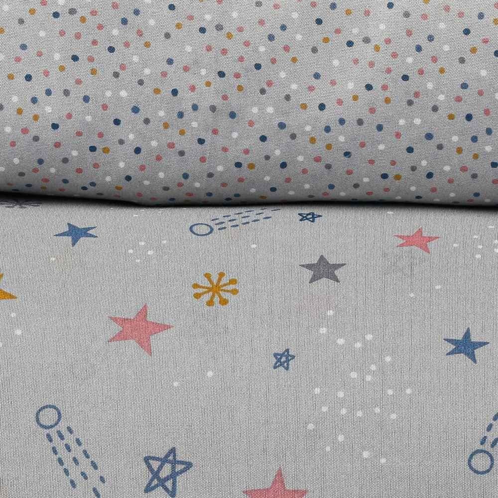 Jogo de Cama Solteiro 150 Fios Havan Kids 3 pçs - Aster Star Cinza