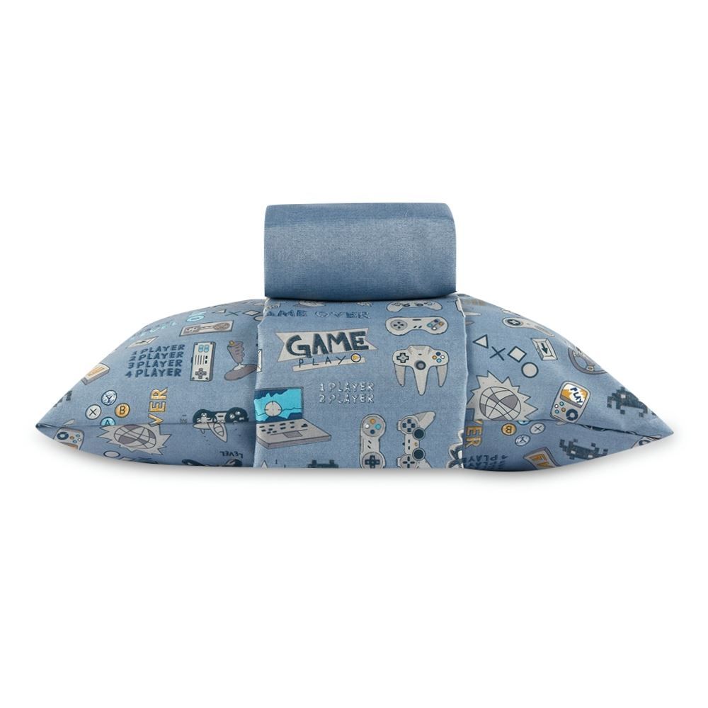 Jogo de Cama Solteiro 150 Fios Havan Kids 3 pçs - Gaming Azul