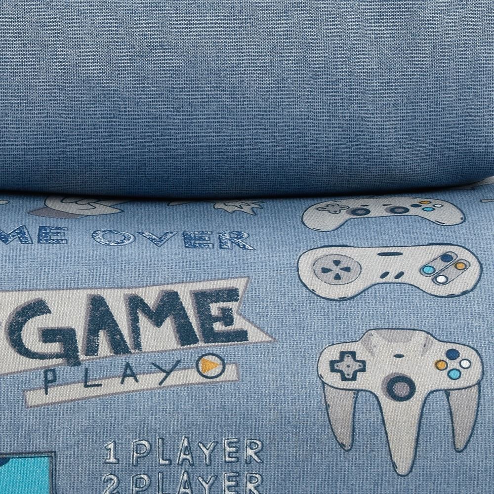 Jogo de Cama Solteiro 150 Fios Havan Kids 3 pçs - Gaming Azul