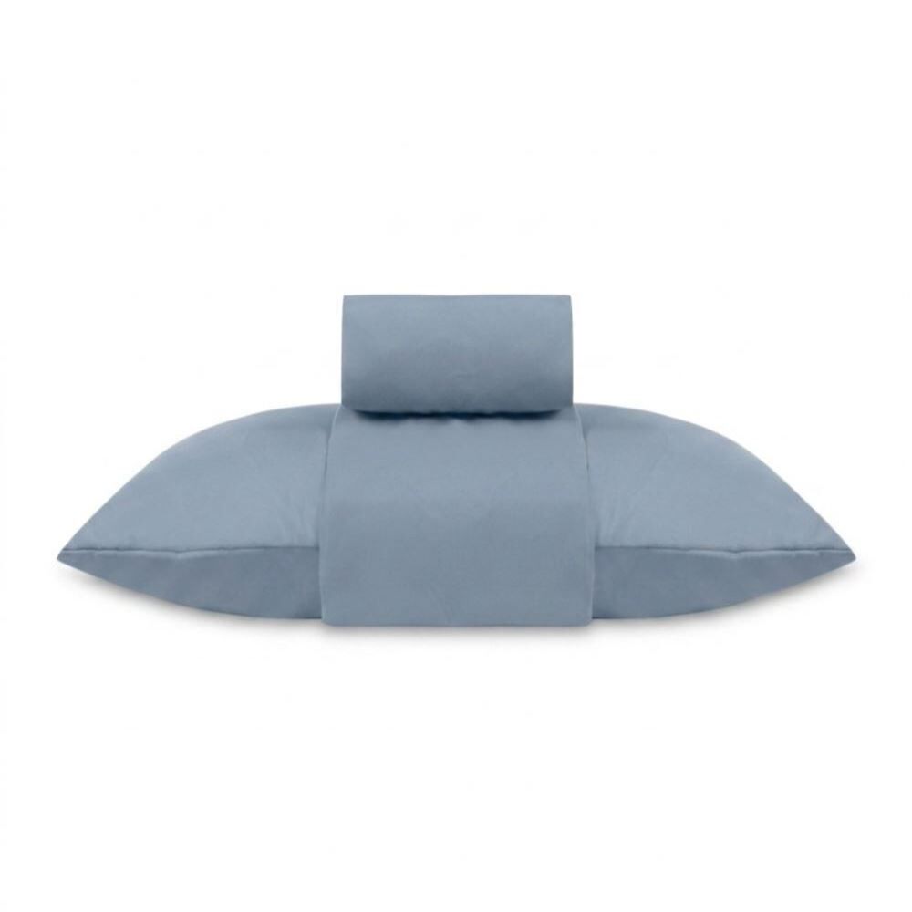 Jogo de Cama Solteiro Micro Percal Liso Havan Casa 3 Peças - Azul