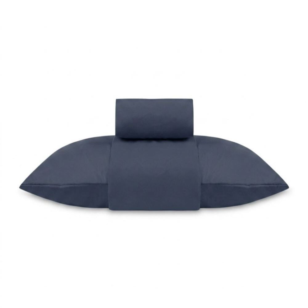 Jogo de Cama Solteiro Micro Percal Liso Havan Casa 3 Peças - Azul Marinho