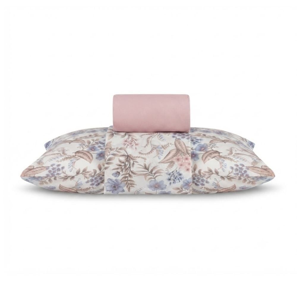 Jogo de Cama Solteiro Micropercal Havan Casa 3 pçs - Giardino Bloom Rosa