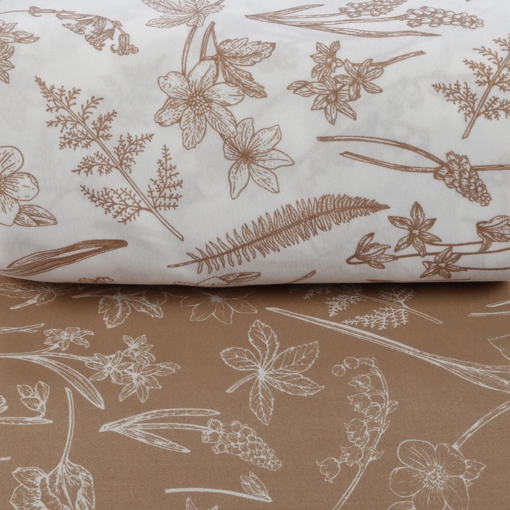 Jogo de Cama Solteiro Micropercal Havan Casa 3 pçs - Gabriela Flowers Kaki