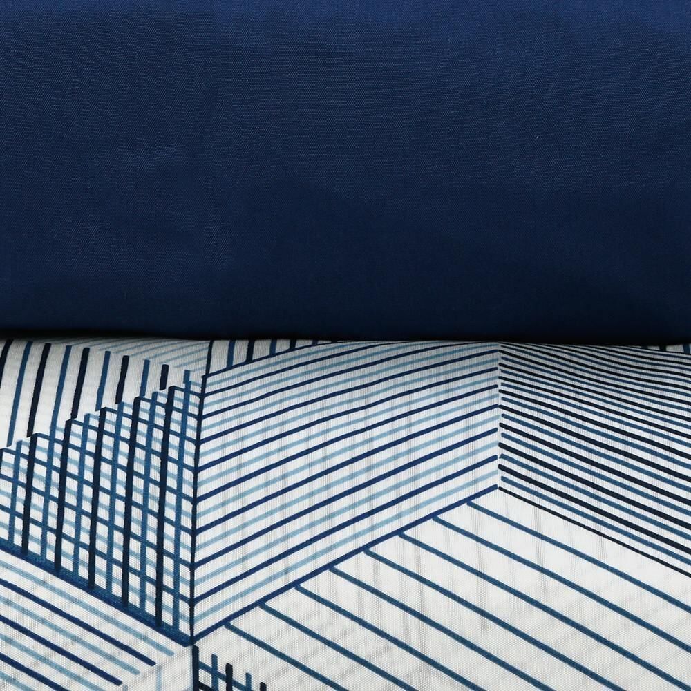 Jogo de Cama Solteiro Napoli Havan Casa 3 Peças - Cubos Geométricos Azul