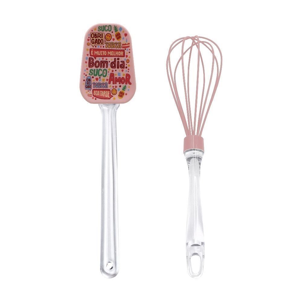 Jogo de Espátula e Batedor Rosa 2 Peças - Havan Casa