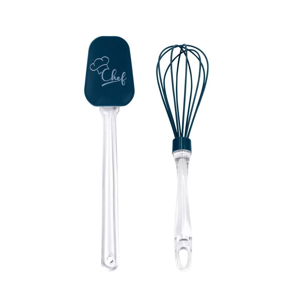 Jogo de Espátula e Fouet de Silicone Chef Azul Havan Casa - 2 Peças
