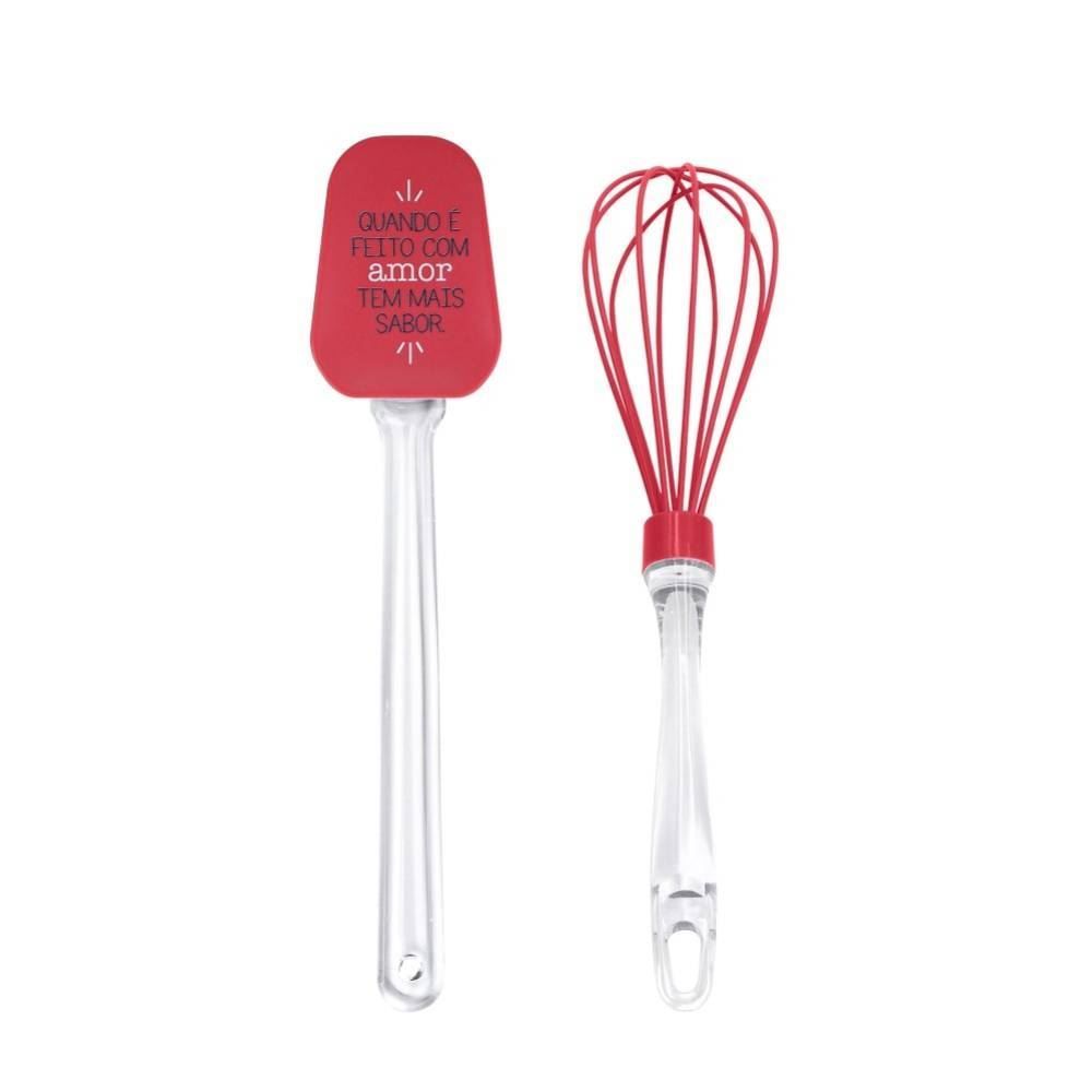 Jogo de Espátula e Fouet de Silicone Havan Casa Feito com Amor - 2 Peças