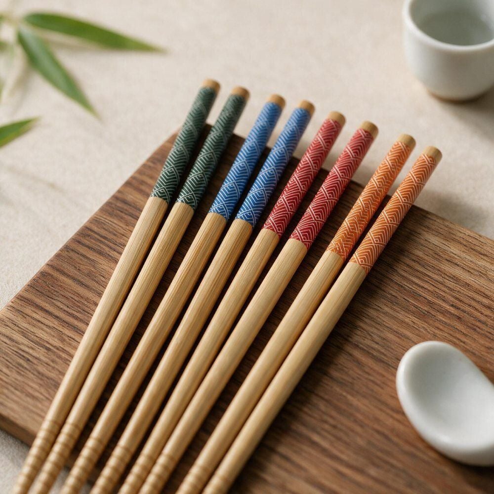 Jogo de Hashi em Bambu Havan Casa 4 Pares - Estampado