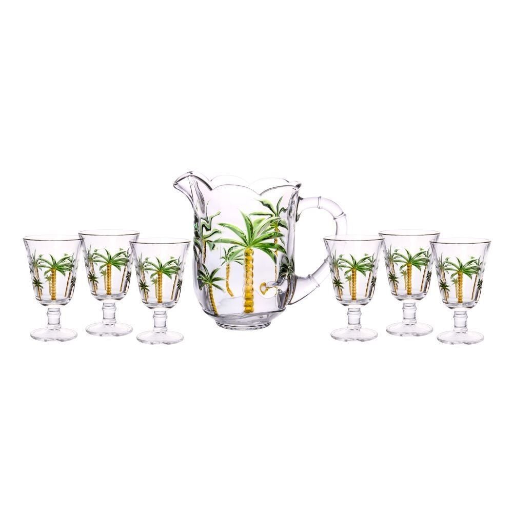 Jogo De Jarras Com Taças Palm Lyor - 7 Peças