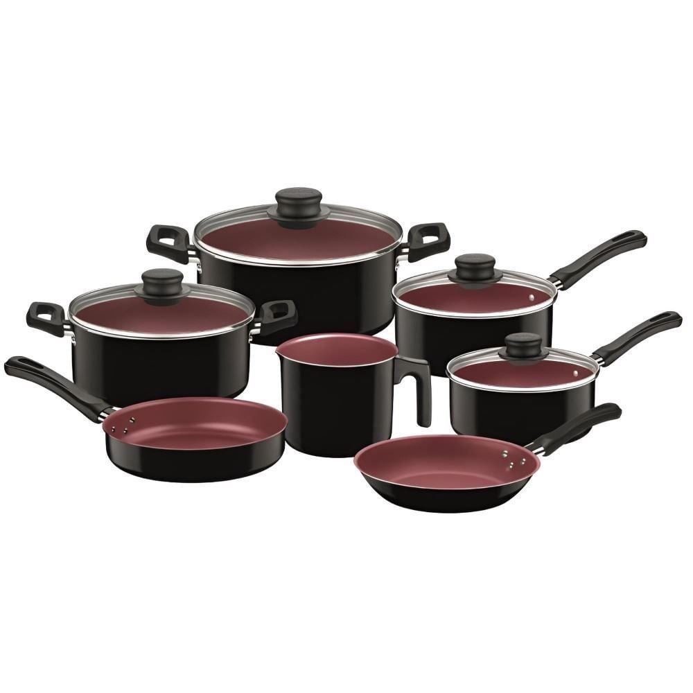 Jogo de Panela Tramontina Califórnia 7 Peças - Preto/Vermelho