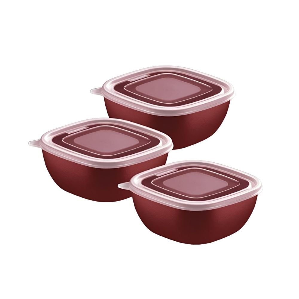 Jogo de Potes Tramontina Mixcolor 600Ml 3 Peças - Bordô