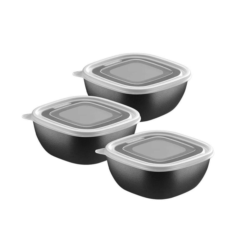 Jogo de Potes Tramontina Mixcolor 600Ml 3 Peças - Preto
