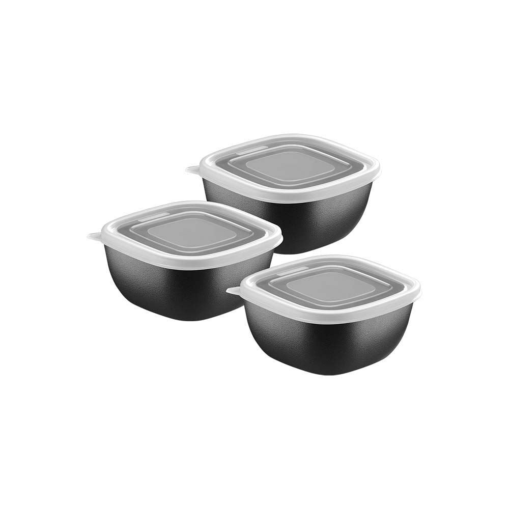 Jogo de Potes Tramontina Mixcolor Tampa Transparente 300 ml 3 pçs - PRETO