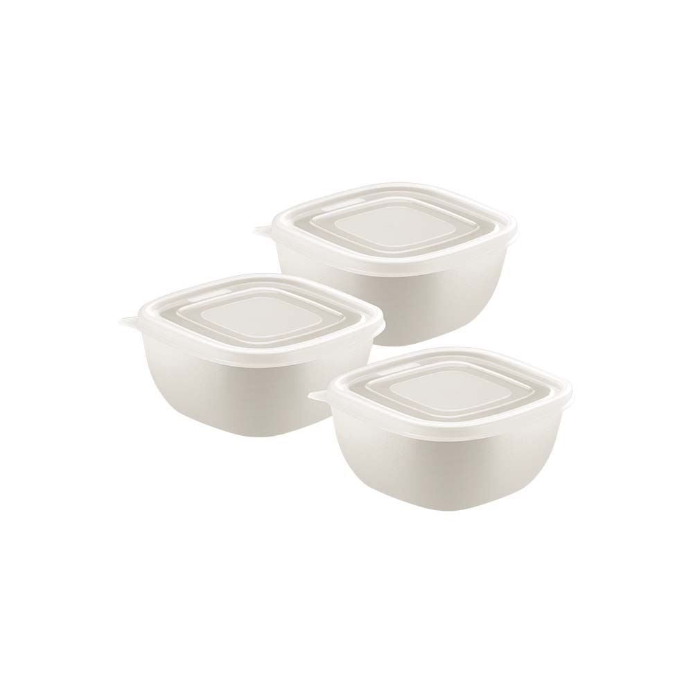 Jogo de Potes Tramontina Mixcolor Tampa Transparente 300 ml 3 pçs - BRANCO ALGODAO