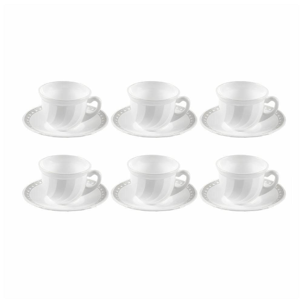 Jogo de Xícaras com Pires Opaline Paris 190Ml Havan Casa 12 pçs - Branco