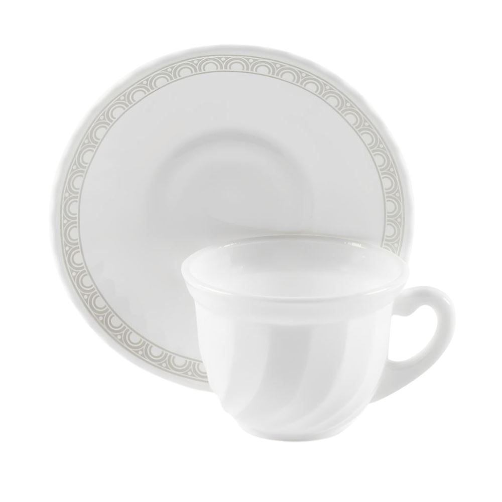 Jogo de Xícaras com Pires Opaline Paris 190Ml Havan Casa 12 pçs - Branco