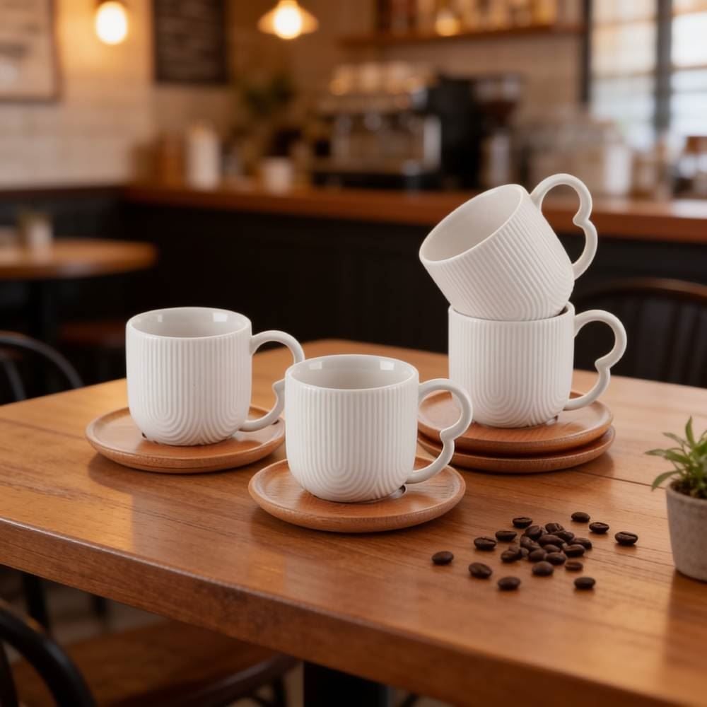 Jogo de Xícaras de Café Oasis Hauskraft 8 Peças - Branco