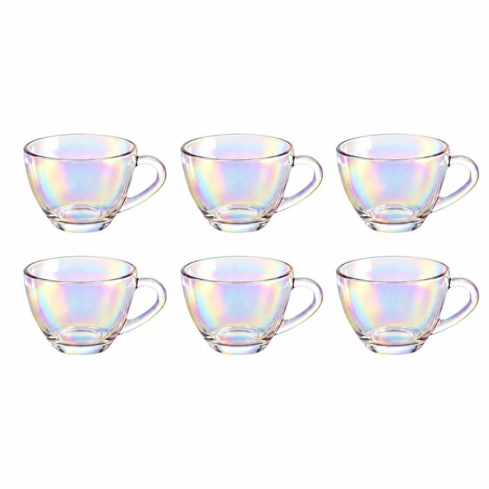 Jogo de Xícaras para Chá Rainbow 280Ml 6 Peças em Casa Tem Glass - Furta-Cor