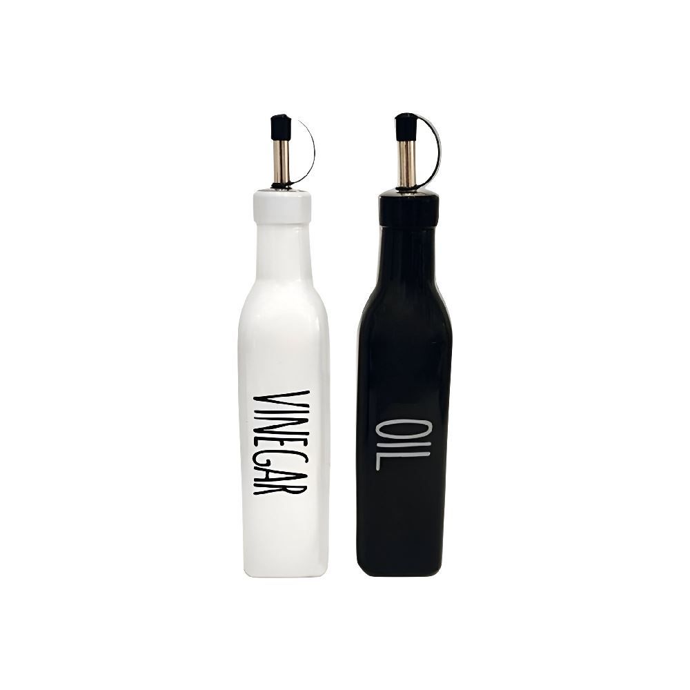 Jogo Galheteiro De Vidro Manhattan Hauskraft 290 Ml - Branco e Preto