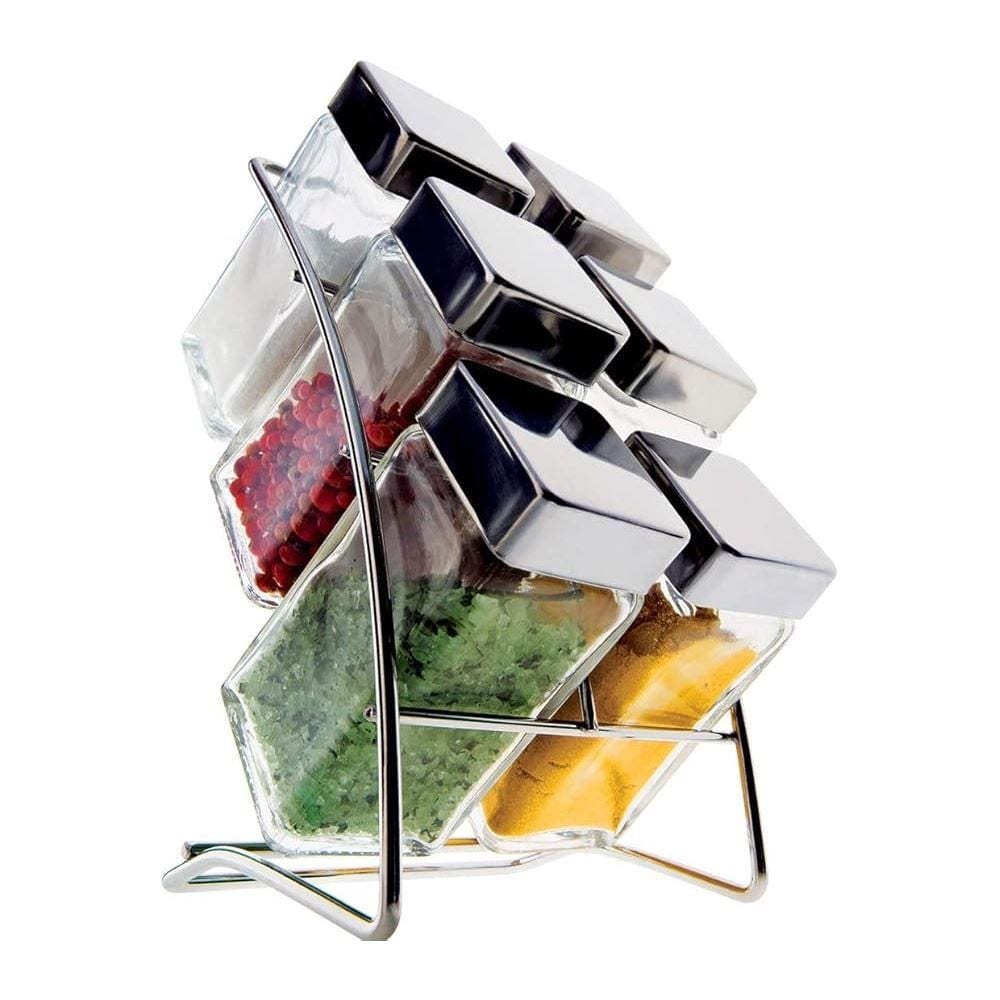 Jogo Porta Condimentos com Suporte Euro Home 6 Peças - Vidro
