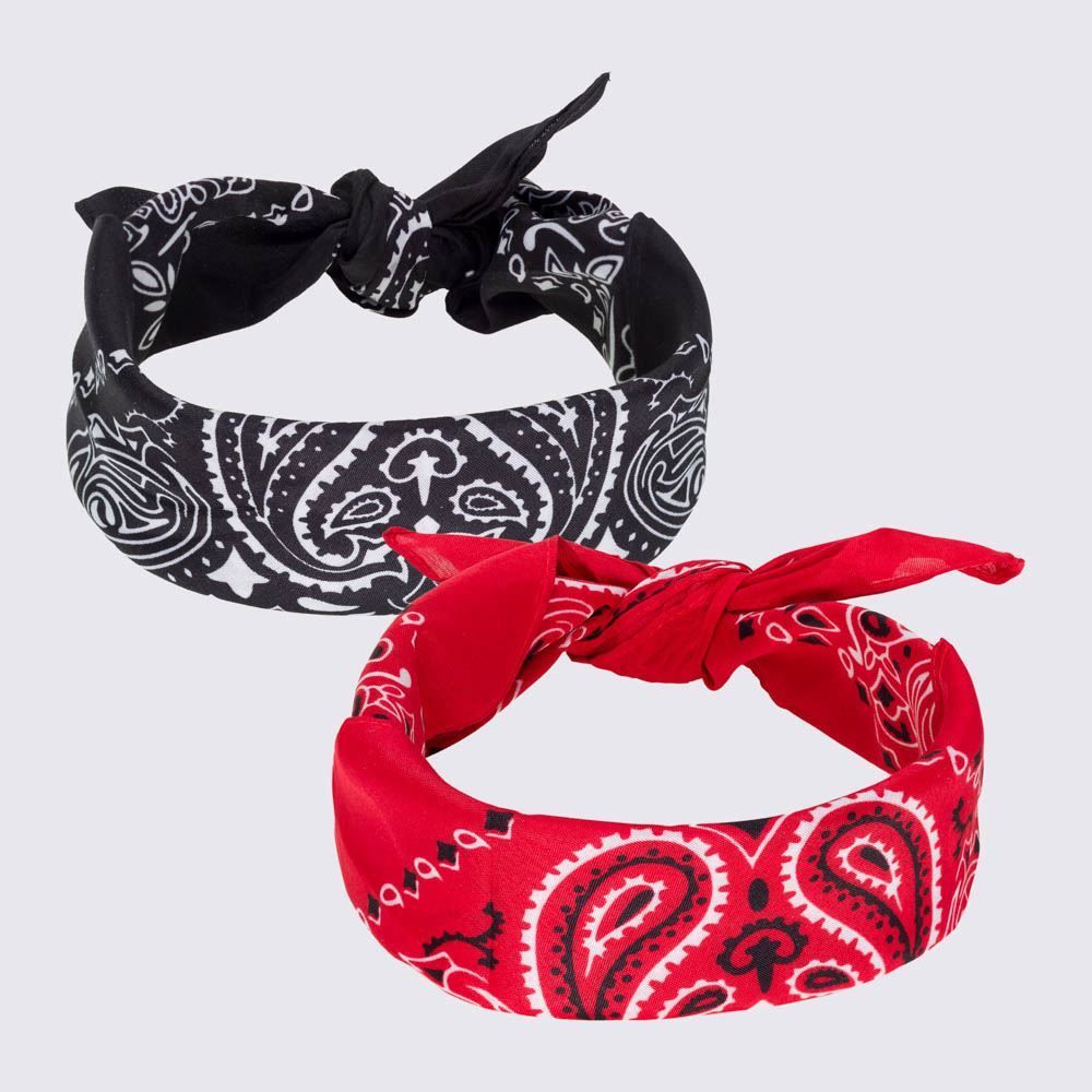 Kit 2 Bandanas Faixa Lenço Boby Blues - PRETO/ VERMELHO U