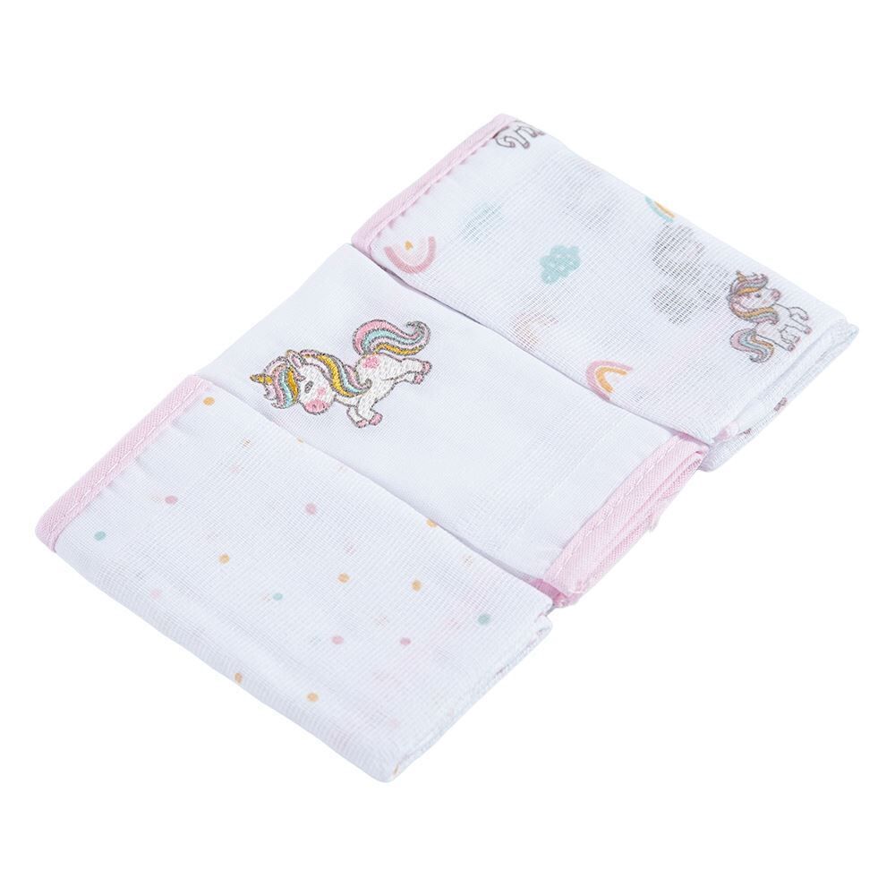 Kit 3 Panos de Boca 32X32cm 100% Algodão Havan Baby - Unicórnio