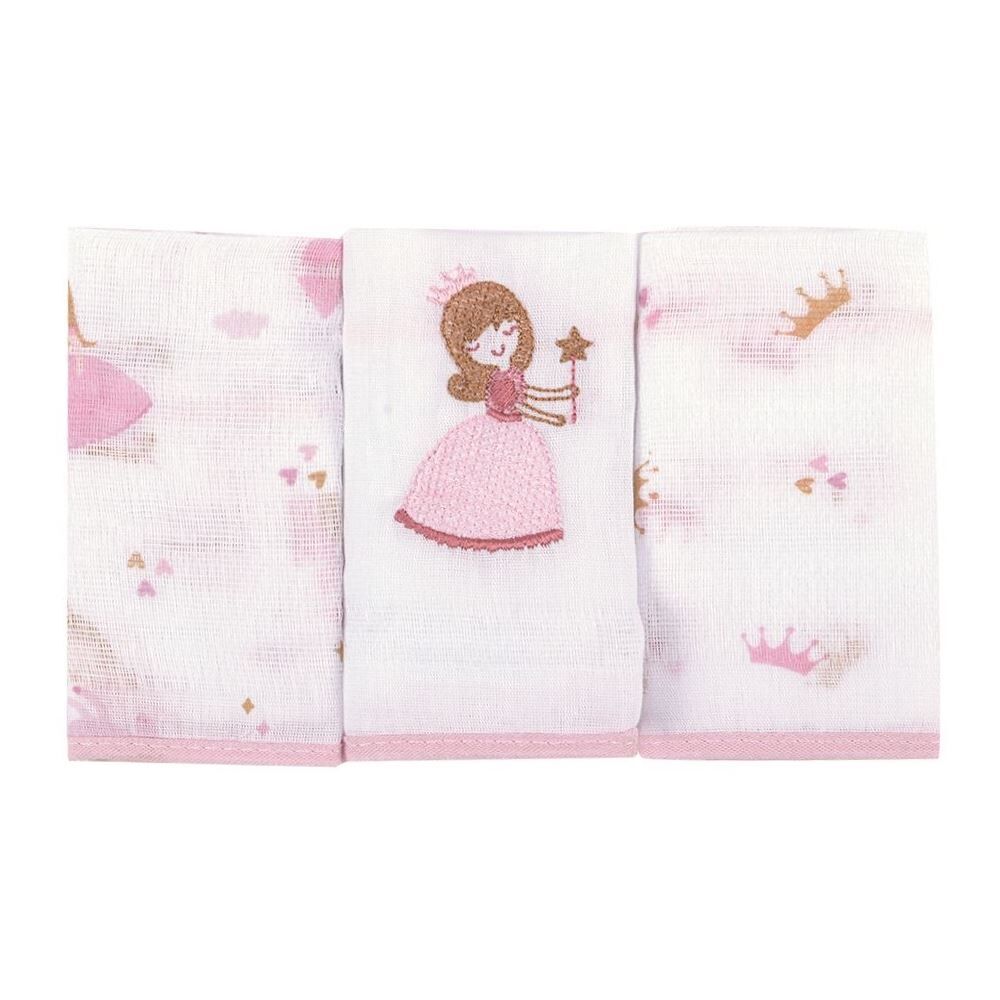 Kit 3 Panos de Boca 32X32cm 100% Algodão Havan Baby - Princesa