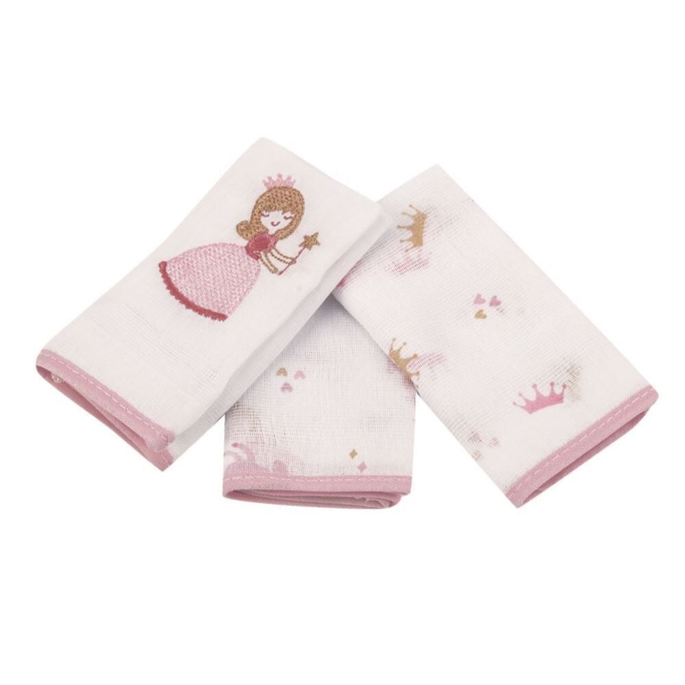 Kit 3 Panos de Boca 32X32cm 100% Algodão Havan Baby - Princesa