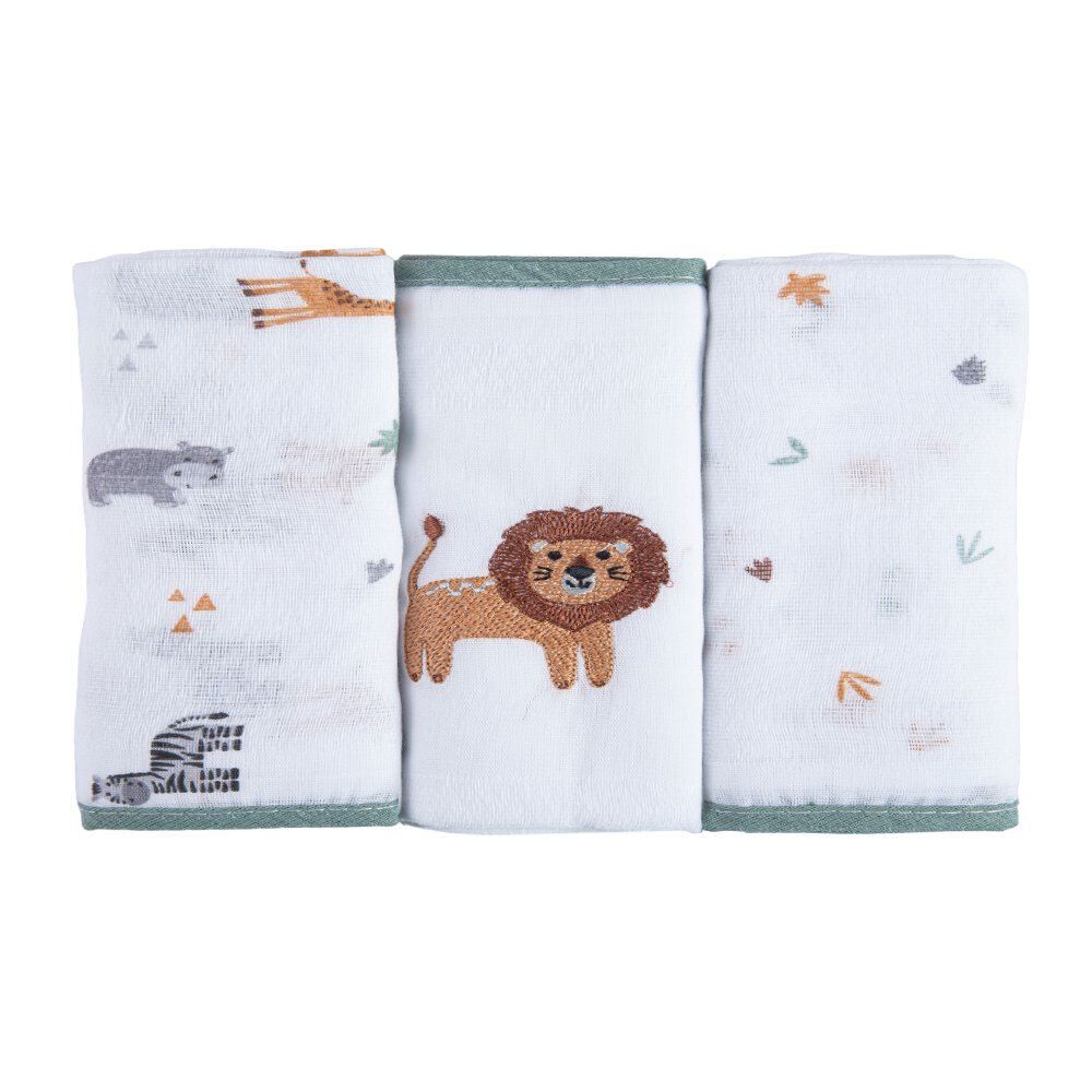 Kit 3 Panos de Boca 32X32cm 100% Algodão Havan Baby - Selva