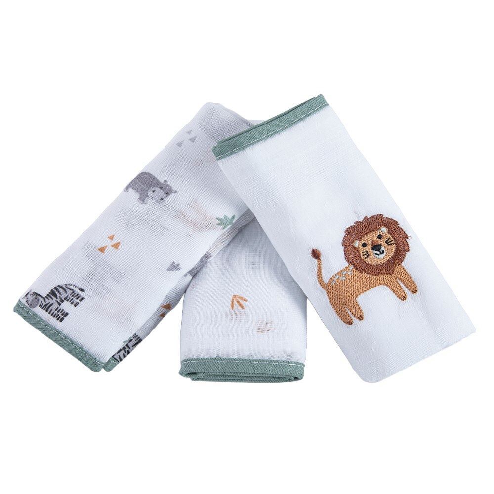 Kit 3 Panos de Boca 32X32cm 100% Algodão Havan Baby - Selva