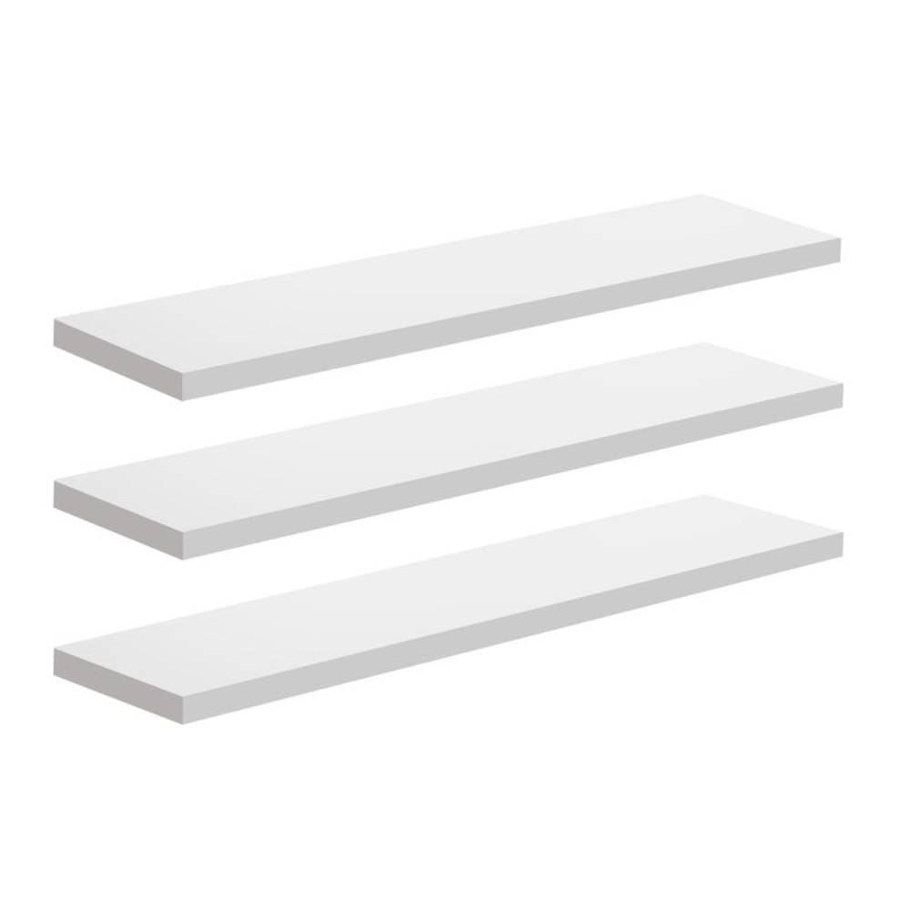Kit 3 Prateleiras Brancas 1,5X10x40cm Com Bucha Prat-K