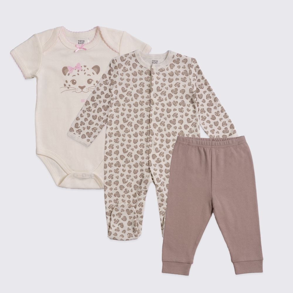 Kit Bebê Macacão, Body e Calça Yoyo Baby