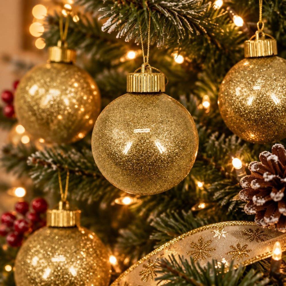 Kit Bolas de Natal com Glitter 8Cm Rio Master 4 Unidades - 04 Unidades