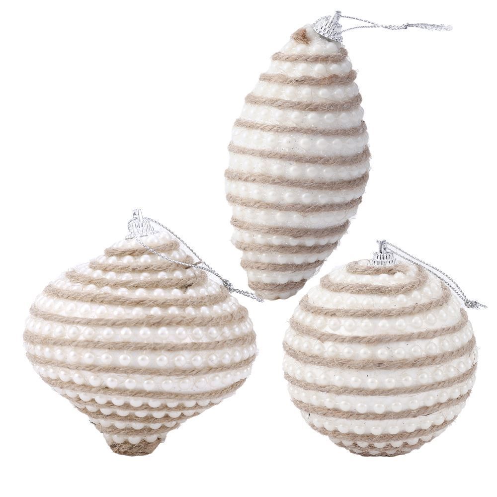 Kit Bolas De Natal De Pérolas Com Brabante 3 Unidades Havan Casa - ST79643 