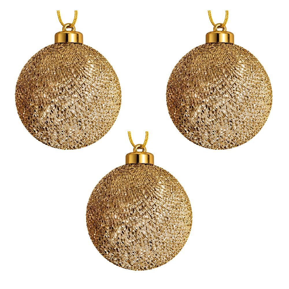 Kit Bolas de Natal Twist Champanhe 03Unidades 08Cm Havan Casa