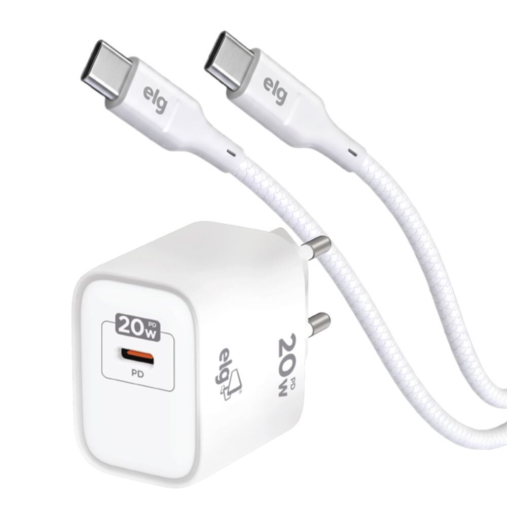 Kit Carregador de Parede Universal 3A 20W Usb-C Power Delivery Elg