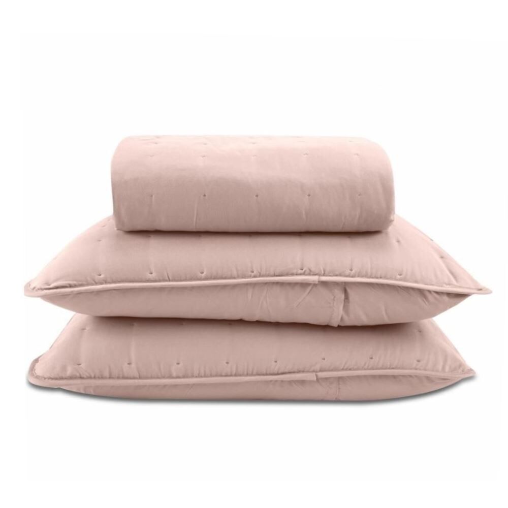 Kit Colcha Casal 100% Poliéster Elegance Havan Casa 3 pçs - Rosa