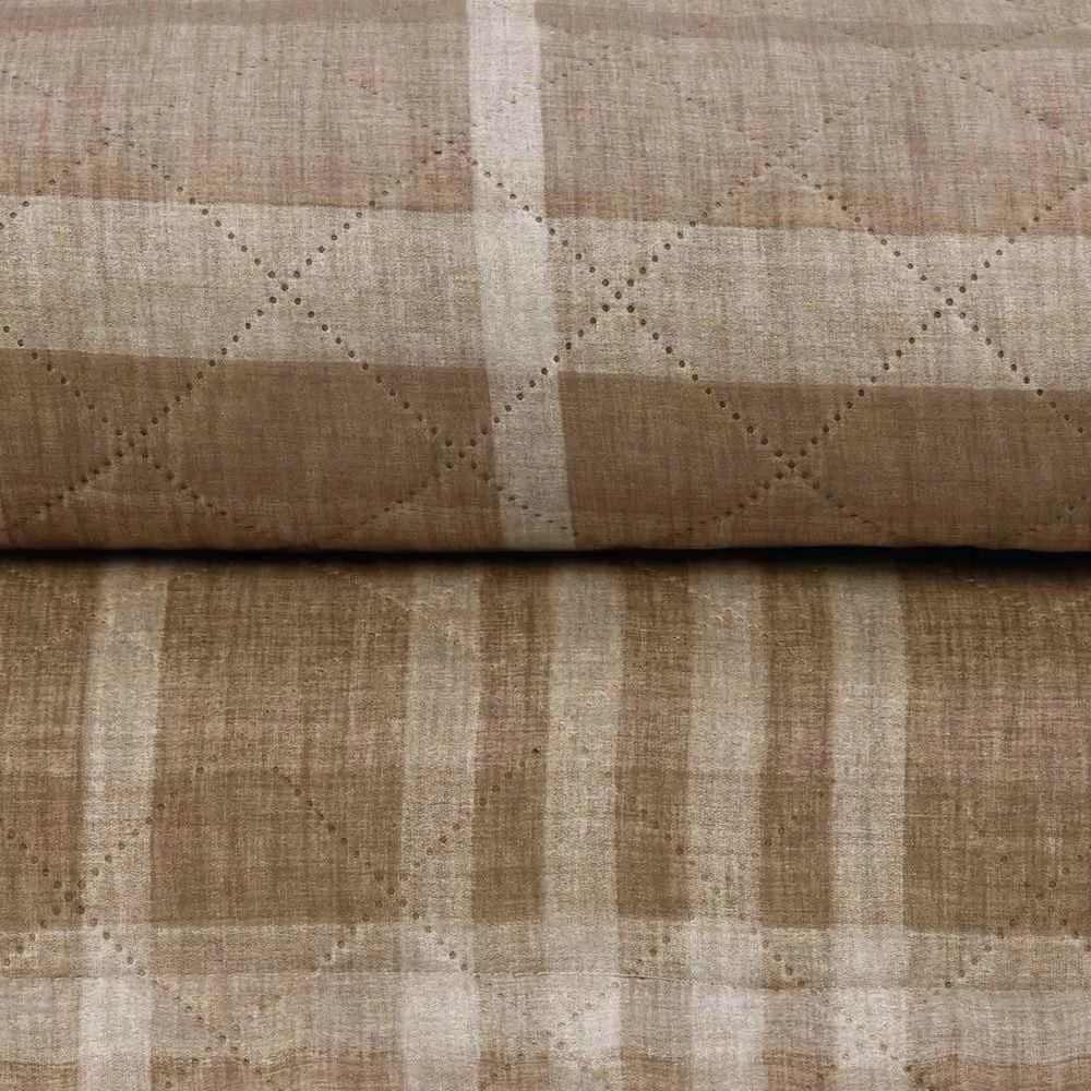 Kit Colcha Casal Estampada Versalhes/Napoli Havan Casa 3 Peças - Xadrez Bege