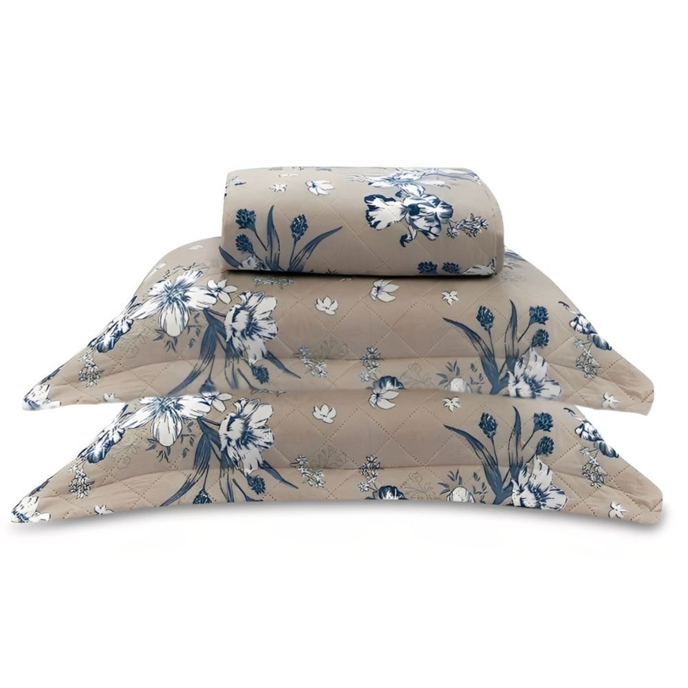 Kit Colcha Casal Estampada Versalhes/Napoli Havan Casa 3 Peças - Azul Linho